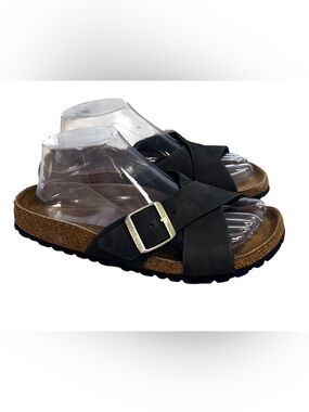 Birkenstock Siena Black/Gray Crisscross Buckle Sandals Size 39EU  W 8-8.5
